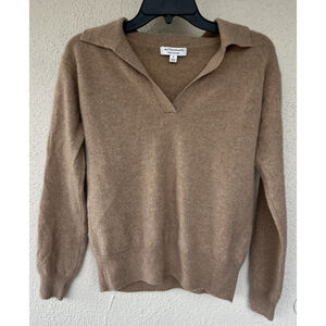 M&S Autograph Pure Cashmere Sweater Men’s XS Camel V Neck Collar 100% Cashmere